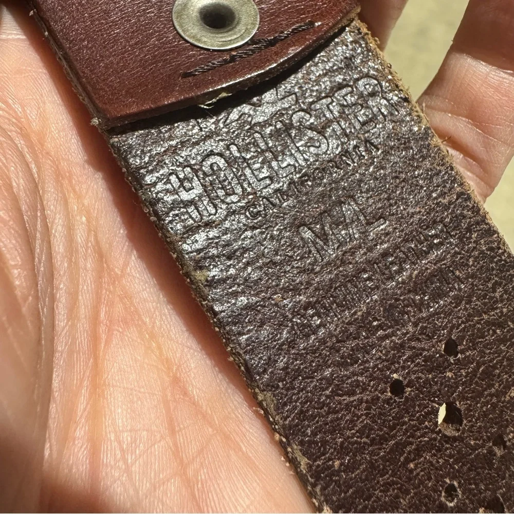 Hollister Brown Leather Belt Men Size Medium Perforated Western Festival Classic